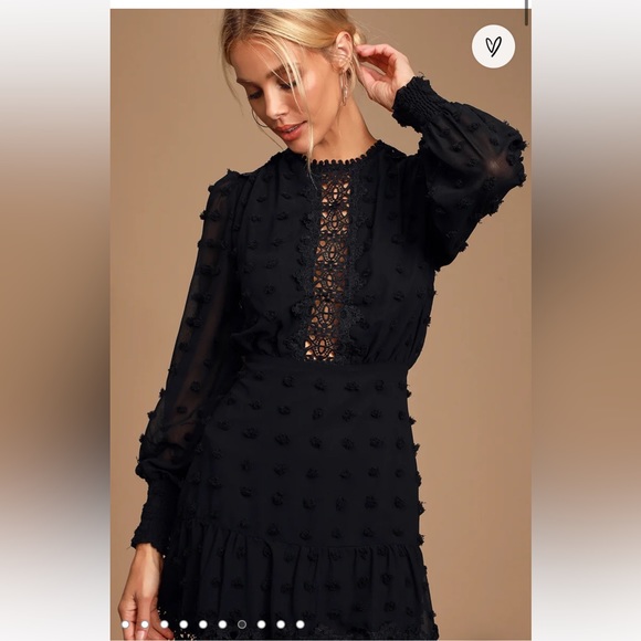 LULUS Lust or Love Black Embroidered Lace Long Sleeve Dress size S. - Picture 8 of 16